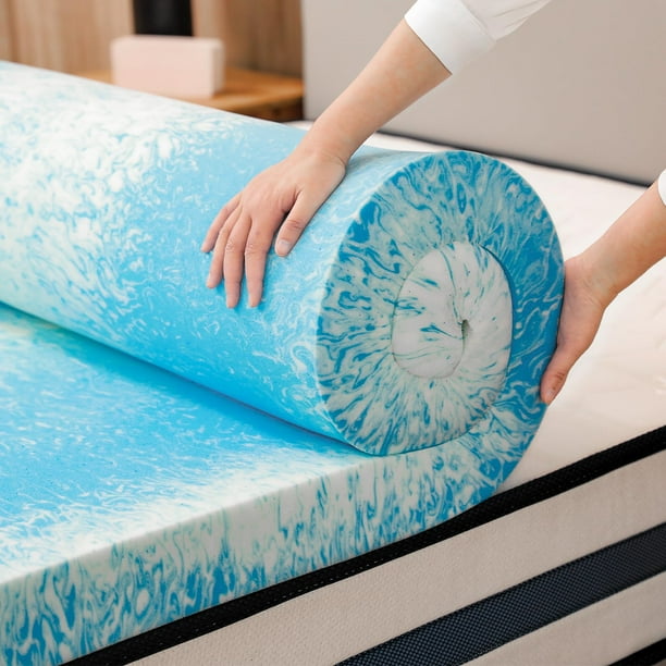 Cubrecolchón Bynex, gel refrigerante de espuma viscoelástica de 3 pulgadas, tamaño queen