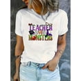 thumbnail image 1 of T-Shirt Graphique Décontracté d'Halloween pour Femmes - Col Rond Confortable à Manches Courtes, Mélange de Polyester Extensible, Lavable en Machine Fête des Pères, Fête des Mères, Nouvel An, Festival de Printemps, Saint-Valentin, 1 of 7