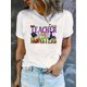 thumbnail image 1 of Women's Casual Halloween Teacher Graphic Tee - Comfy Crew Neck Short Sleeve T-Shirt, Stretchy Polyester Blend, Machine Washable, 1 of 8