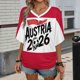 thumbnail image 1 of Women's Football Graphic T-Shirt, Women's V Neck Short Sleeve Soccer Fan T Shirt with Names Print Casual for Soccer Tournament 2026 Red Size: 2XL, 1 of 5