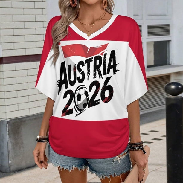 Women's Football Graphic T-Shirt, Women's V Neck Short Sleeve Soccer Fan T Shirt with Names Print Casual for Soccer Tournament 2026 Red Size: 2XL