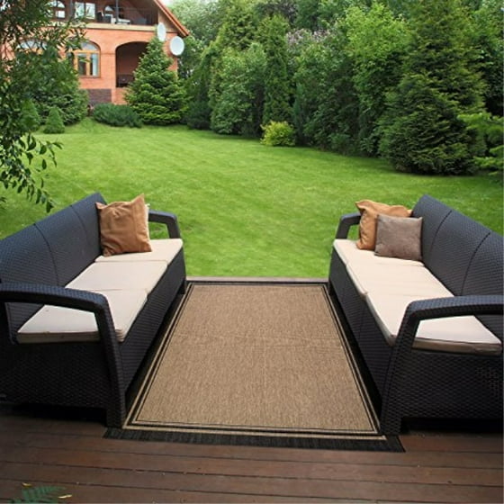Gertmenian 21358 Nautical Tropical Carpet Outdoor Patio Rug 5x7 Standard Border Black