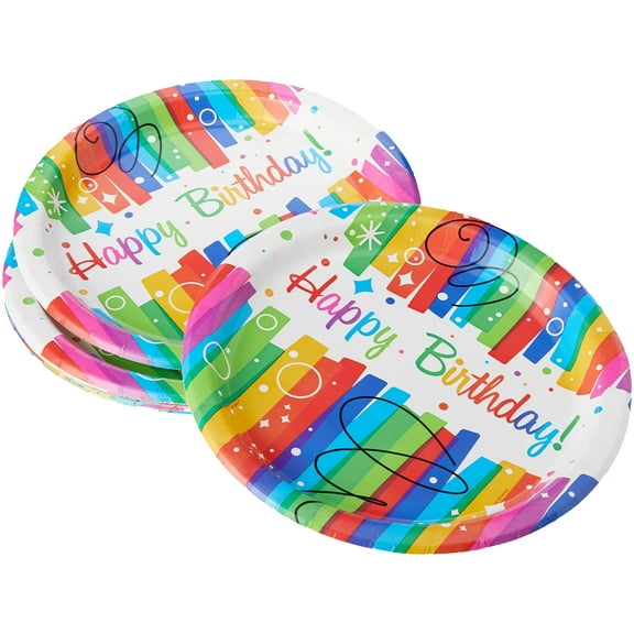 Rainbow Birthday Paper Dinner Plates, 9 in., 8 Count