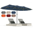 thumbnail image 1 of Gymax 15.5 FT Double-sided Patio Umbrella w/ Solar Lights Outdoor Twin Size Umbrella Navy, 1 of 10