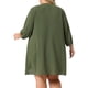 thumbnail image 3 of Cárdigans de mujer plus size Agnes Orinda, con mangas de murciélago 3/4, de poliéster, cárdigan casual 2X en verde ejército, 3 of 5
