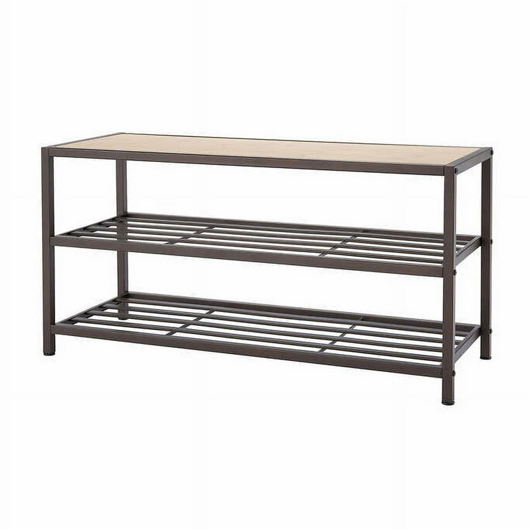 TRINITY | 3-Tier Shoe Bench w/ Wire Shelves | Dark Gray