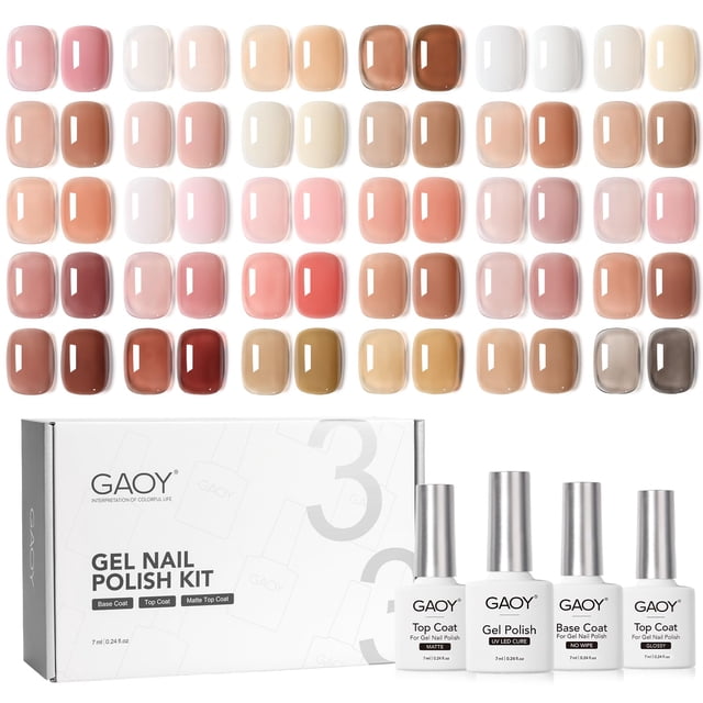 Set de esmaltes de uñas GAOY Jelly Gel Sheer Pink Nude, 33 unidades con Acc
