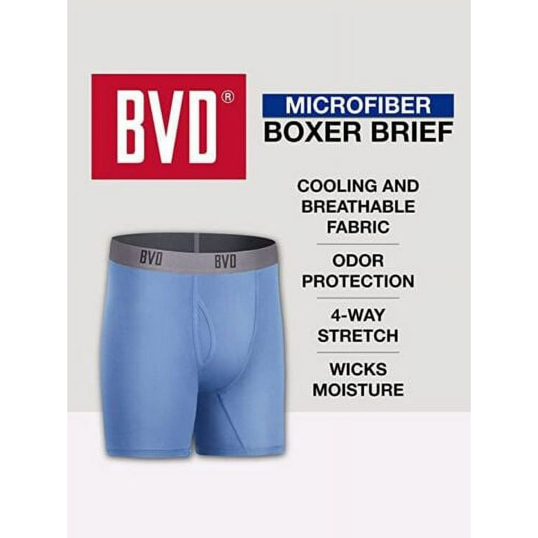 BVD 3 Pack Men’s Microfiber Boxer Briefs (Cooling Fabric & Odor Protection)