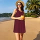 thumbnail image 3 of Fotbe Maroon Vestido de Verano sin Mangas para Mujer – Vestido Midi Línea A, Estilo Camiseta Floral, Vestido Playero Casual y Fluido, 3 of 7