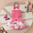 thumbnail image 2 of NOLDARES Infant Girl Cute Flower Embroidery Bow Baby Girls Bodysuit Toddler Ruffle Jumpsuit Shirts Casual Tops Shirt(Hot Pink,0-3 Months), 2 of 5