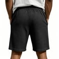 thumbnail image 5 of CIENVNSTG Waffle Shorts for Men Lightweight Classic Style Athletic Sweat Bottoms Elastic Drawstring Waist Summer Beach Casual Short Pants with Pockets Black XL, 5 of 5