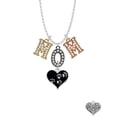 thumbnail image 2 of Delight Jewelry Black Enamel Heart with Paw Prints Multi-Colored Crystal Mom Charm Necklace, 2 of 5