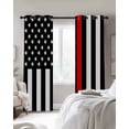 thumbnail image 4 of Red American Flag Kitchen Curtains Black White Striped US Flag Stars Cafe Short Curtains for Bathroom Blackout Window Curtain Grommet Small Window Treatment Drapes for Bedroom Living Room 42"x45"x2, 4 of 9