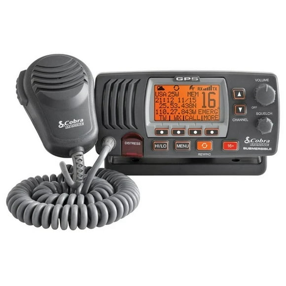 Cobra Electronics VHF Radio MR F77B Série GPS Marine; Montage Fixe; États-Unis / Canaux Canadiens / Internationaux; 1 Ou 25 Watts; 10 Canaux NOAA / Canal Instantané 16/9; avec Capacité GPS