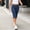 Dark Blue, variant on Women'S Mid Waisted Cropped Denim Pants Casual Button Zipper Capri Jeans with Pockets Stretch Summer Knee Length Split Hem Trousers for Daily Beach