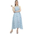 thumbnail image 1 of Bimba Sky Blue Rayon Sleeveless A-Line Slit Cut Women Dress With Tie Waist Dori - 16, 1 of 2