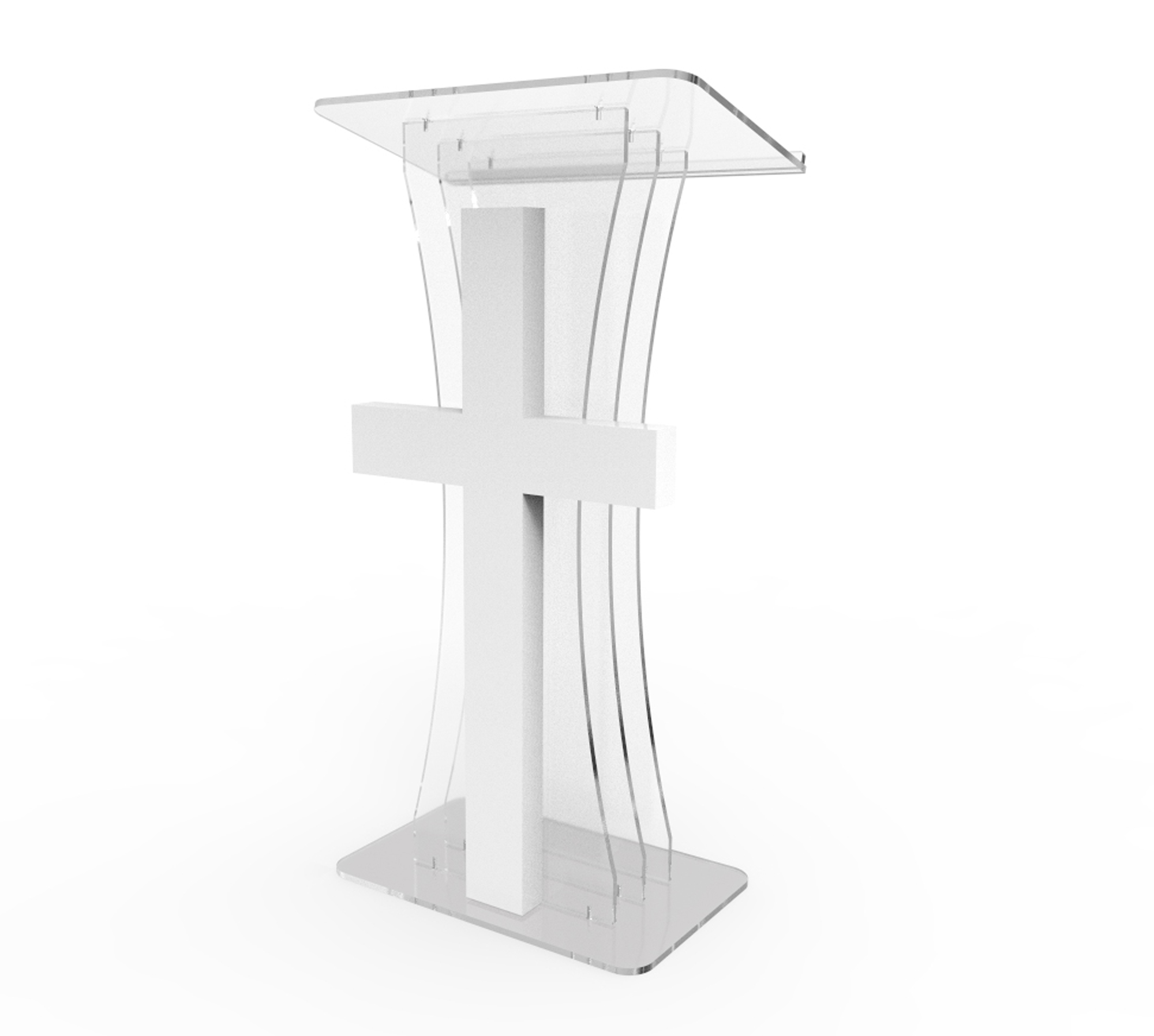 FixtureDisplays® Clear Acrylic Lucite Podium Pulpit Lectern w/ white