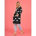 thumbnail image 5 of Women'S Cute Heart Long Cardigan Sweater V Neck Open Front Ribbed Knit Sweater Coats with Pockets Black XL, 5 of 8