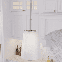 Hunter - Nolita 1-light Brushed Nickel, Small Pendant Light, Dimmable, Modern Style, Cone Shaped, for Bedrooms, Kitchens, Dining, Living Rooms - 19885