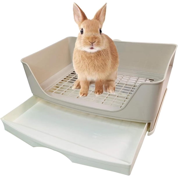Caja de arena grande para conejos, inodoro de esquina con cajón, bandeja para mascotas más grande para hámsteres adultos, conejillos de indias, hurones, galesaurios, conejos y otros animales