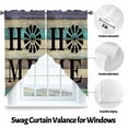 thumbnail image 5 of Swag Curtains Valances for Windows, Black Windmill HOME Short Kitchen Window Curtains Over Sink, Farmhouse Brown Green Wood Texture Cafe Curtains Panel Set Of 2,Rod Pocket, 45 Inches Length, 5 of 8