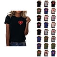 thumbnail image 1 of T-shirts pour Femmes de la Saint-Valentin 2026 Mode Manches Courtes Col Rond avec Cœur Graphique, 1 of 4