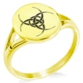 thumbnail image 1 of Stainless Steel Interlock Tribal Biohazard Minimalist Oval Top Polished Statement Signet Ring, 1 of 1