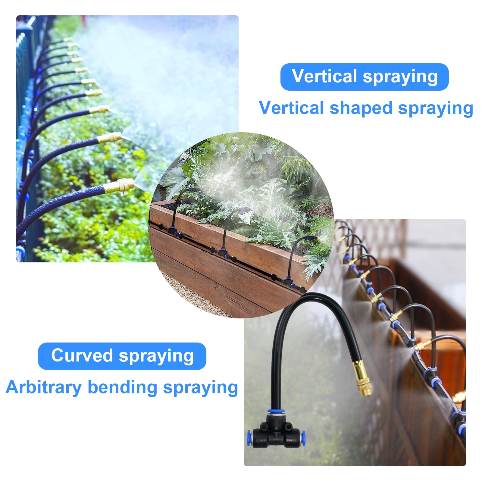 Free Bending Copper Mist Nozzle Universal Spray Nozzle Straight Push Lock Joint Garden Humidification Sprayer, Hose Nozzle Sprayer Heavy Duty