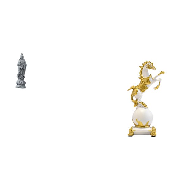Estatua de Guan Yin, estatua de caballo, figura de escritorio, artesanía de resina, obra de arte, textura de piedra, adecuada para salas de estar, est