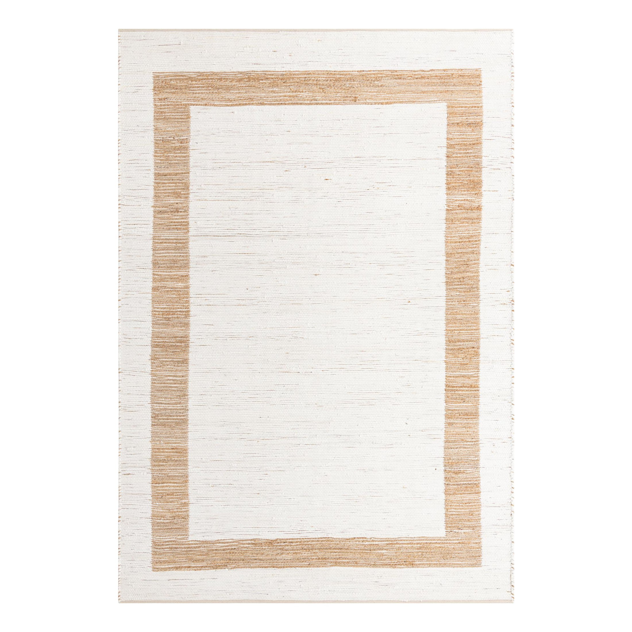 Unique Loom Chindi Jute Collection Area Rug (10' x 14' 1" Rectangle White and Natural/Natural)