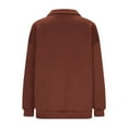 thumbnail image 5 of Womens Zip Up Sweatshirt Jacket No Hood Solid Color Casual Sports Coat Outerwear Fall Cozy Zipper Sweatshirt (L, Brown), 5 of 6