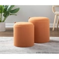 thumbnail image 6 of Lumisource Tray Contemporary Nesting Ottoman Set in Orange Fabric and Natural Wood, 6 of 10
