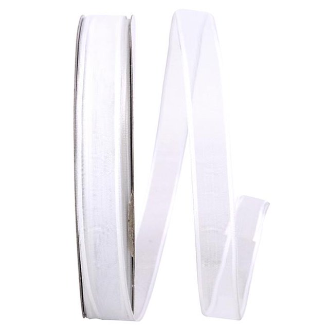 Reliant Ribbon 25771W-030-03K 0.625 in. Charlize Sheer Satin Wired Edge Ribbon, White - 50 Yards