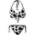 thumbnail image 3 of NICKSUN Women's Halter Padded Top Tie Side Bottom Swimsuit Cow Print 2 Piece Plus Size Bikini Bathing Suits, 3 of 5