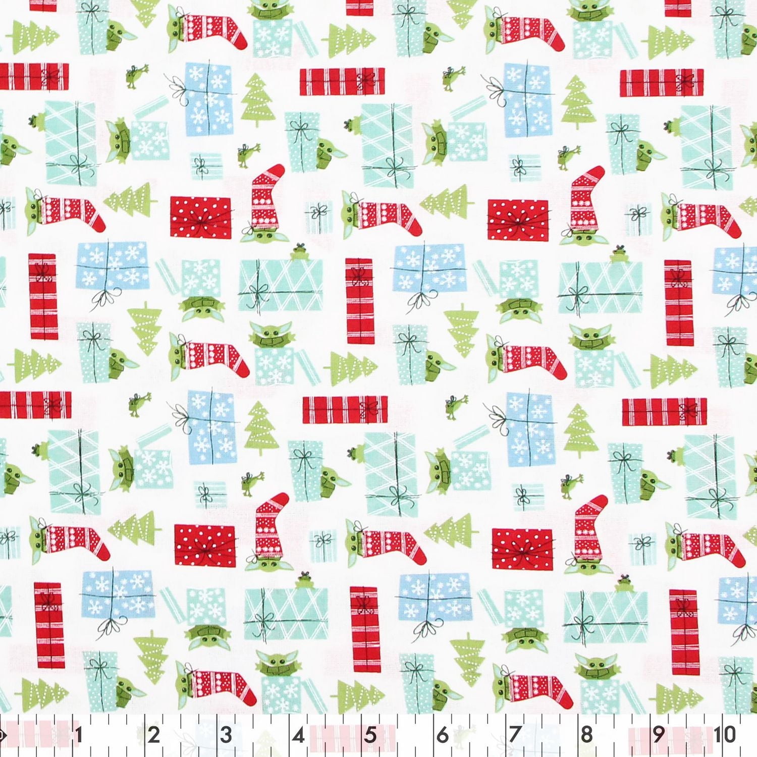 Fabric Creations White Baby Yoda Xmas Cotton Fabric by the Metre 111 cm (44")
