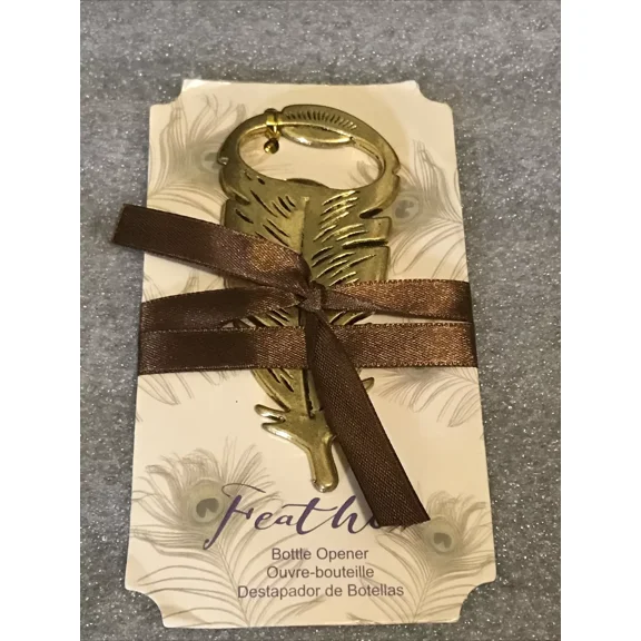 Gold Tone Feather Beer Bottle Opener Party Favor For Wedding Birthday