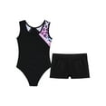 thumbnail image 4 of Venjoe Girls Gymnastics Dance Leotard with Sparkly Shorts Set Kids Shiny Ice Skating Outfit Tumbling Pink Leopard 12, 4 of 5