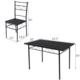 thumbnail image 2 of Costway 5 Piece Dining Table Set 4 Chairs Wood Metal Kitchen Breakfast Furniture Black, 2 of 10
