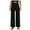 Black, variant on fartey Women Wide Leg Pants Solid Color Lounge Stretchy Ribbed Trousers 2025 Summer Loose Fit High Waist Pockets Trousers
