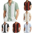 thumbnail image 7 of Men Casual Vintage Bowling Shirt Hawaiian Short Sleeve Button Down Loose Shirt, 7 of 7