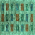 thumbnail image 1 of Ahgly Company Machine Washable Indoor Square Abstract Turquoise Blue Contemporary Area Rugs, 6' Square, 1 of 4