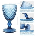 thumbnail image 5 of FOUNDLDF 6PCS Vintage Embossed Glass Goblets ,240ml/8 oz Wine Glasses for Cocktails, Ice Cold Drinks, Party，Blue, 5 of 14