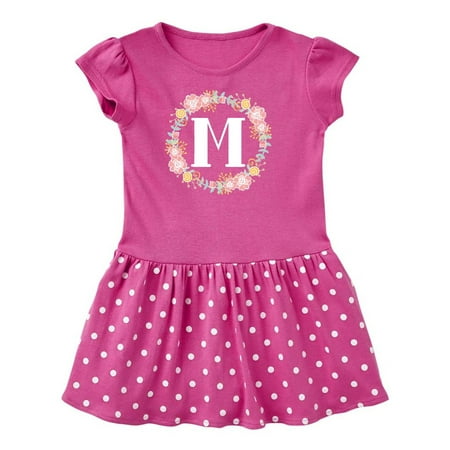 

Inktastic Monogram Letter M Rose Floral Wreath Gift Gift Toddler Girl Dress