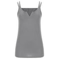 thumbnail image 5 of Usmixi Tank Tops Solid V-Neck Sleeveless T Shirts for Women Summer Slim Fit Spaghetti Strap Camisole Blouses Gray S Clothes, 5 of 7