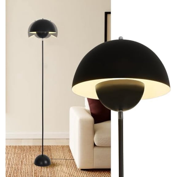 Black Vintage Floor Lamps for Living Room, Ambient Lighting Bedroom Lamps Mid Century Modern Decor Corner Lamp, 65” Tall Mushroom Reading Lights Torchiere Industrial Stand Up Decorative Lamp