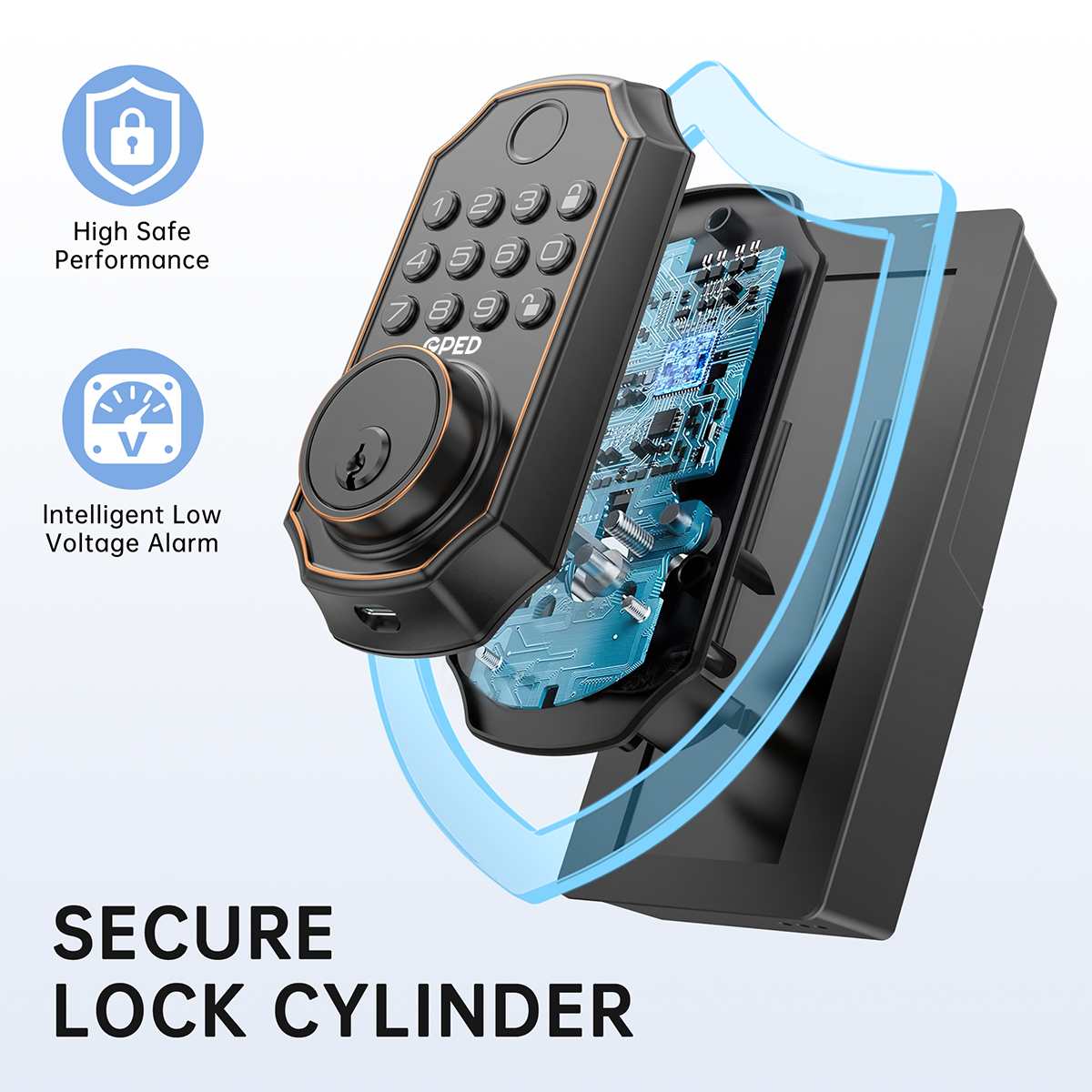 GPED Fingerprint Door Lock Keyless Entry Black photo 6