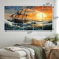 thumbnail image 4 of Designart "Orange Blue Boat Energetic Storm I" Boat Metal Art Print Set, 4 of 5