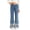 Blue, variant on Qingpeng Girls Flare Pants Elastic Waist Casual Fashion Denim Look Lace Print Stretchy Long Pants for Kids