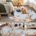 thumbnail image 6 of Spring Easter Round Area Rugs Collection 4', Cute Rabbits Flower Leaves Butterfly Blue Plaid Non Slip Indoor Circular Throw Runner Rug Floor Mat Carpet for Living Room Dining Table Bedroom Nursery, 6 of 9