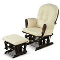 thumbnail image 1 of Gymax Glider and Ottoman Cushion Set Wood Baby Nursery Rocking Chair Beige, 1 of 10
